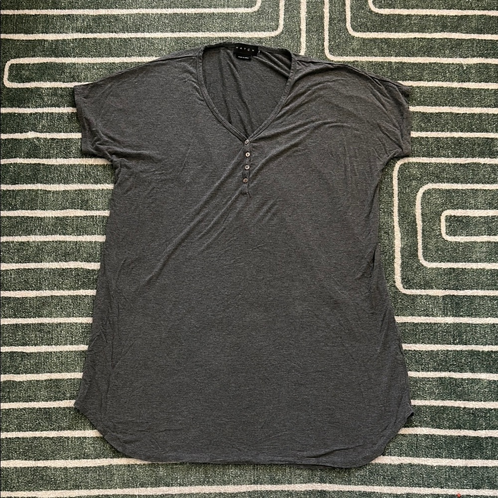 Gray Short Sleeve Henley maternity nightgown